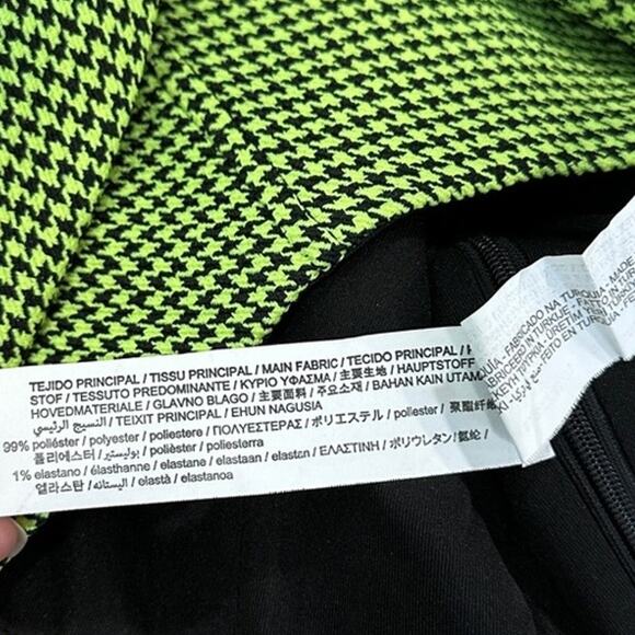 Zara Houndstooth Neon Green Corset Bustier Crop Top Size small - Picture 10 of 12